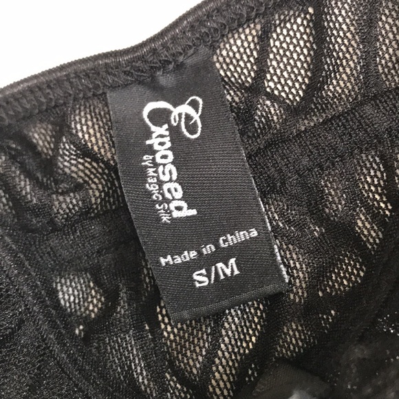 NWOT Sexy Black Lace Lingerie Top, Boobless Halter Top with Boob Cutouts - Picture 4 of 6